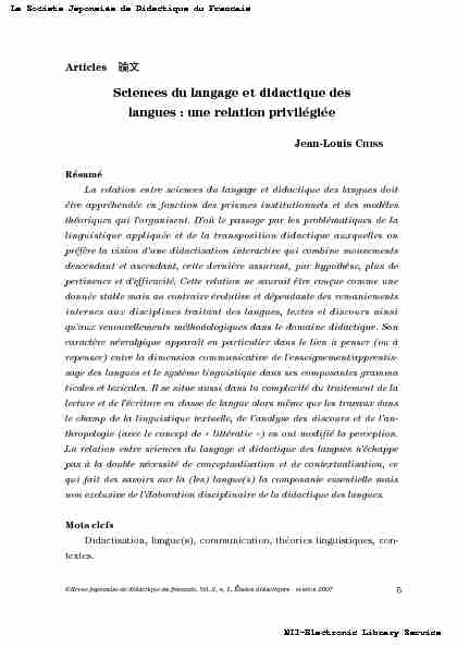 Articles ?? - Sciences du langage et didactique des langues : une