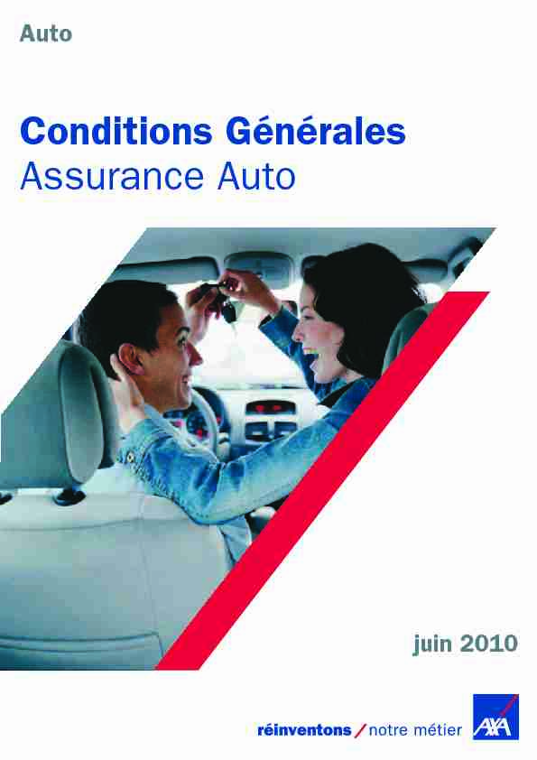 Conditions Générales Assurance Auto