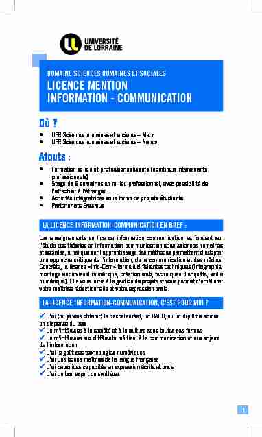 LICENCE MENTION INFORMATION - COMMUNICATION