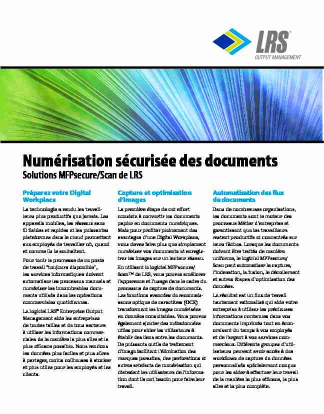 Numérisation sécurisée des documents - Solutions MFPsecure