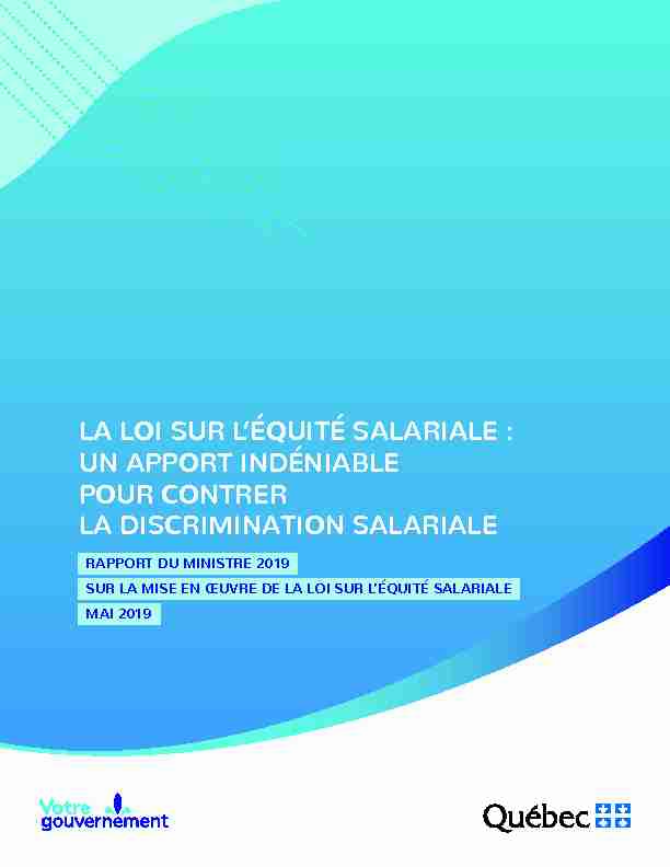 [PDF] Rapport sur la Loi sur léquité salariale : un apport indéniable pour