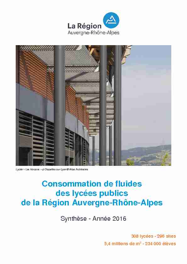 Consommation de fluides des lycées publics de la Région Auvergne