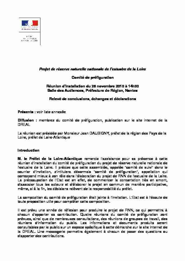 Projet de réserve naturelle nationale de lestuaire de la Loire Comité