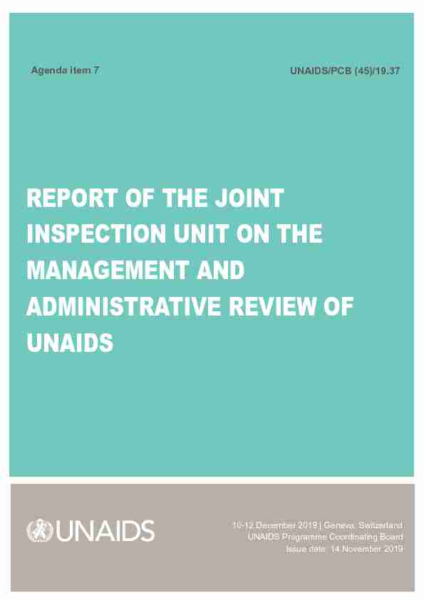 REPORT OF THE JOINT INSPECTION UNIT ON THE