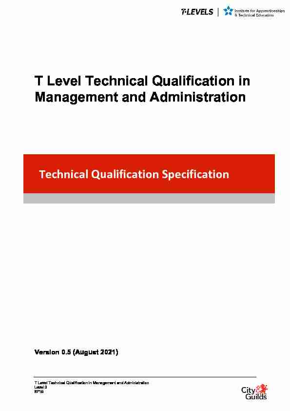 T Level Technical Qualification in Management and Administration