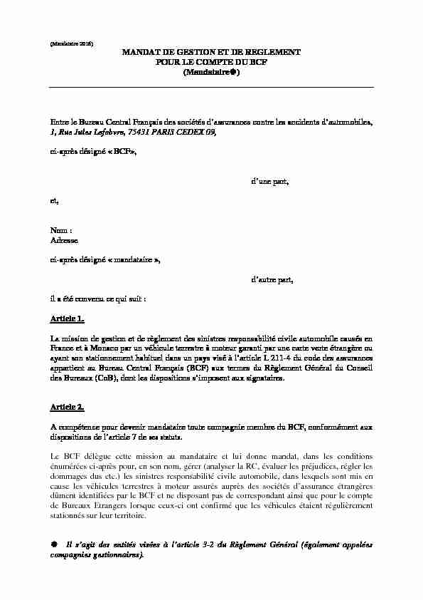 [PDF] mandat de gestion version définitive - Bureau Central Français