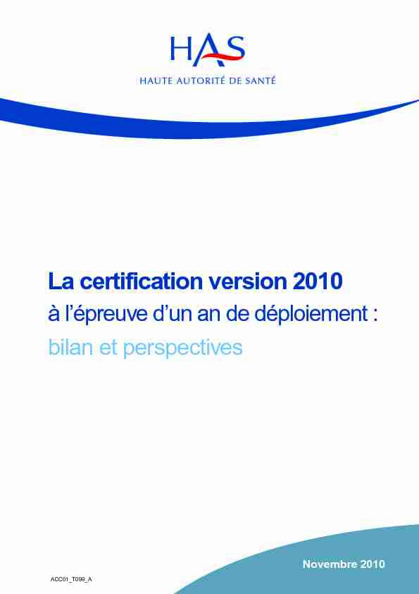 Rapport certification V2010