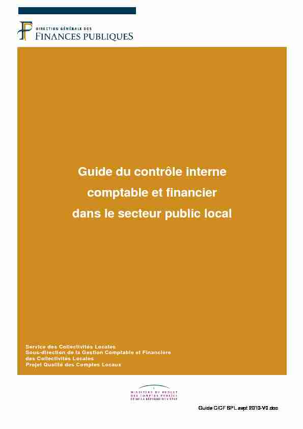 [PDF] Guide du contrôle interne comptable et financier dans le secteur