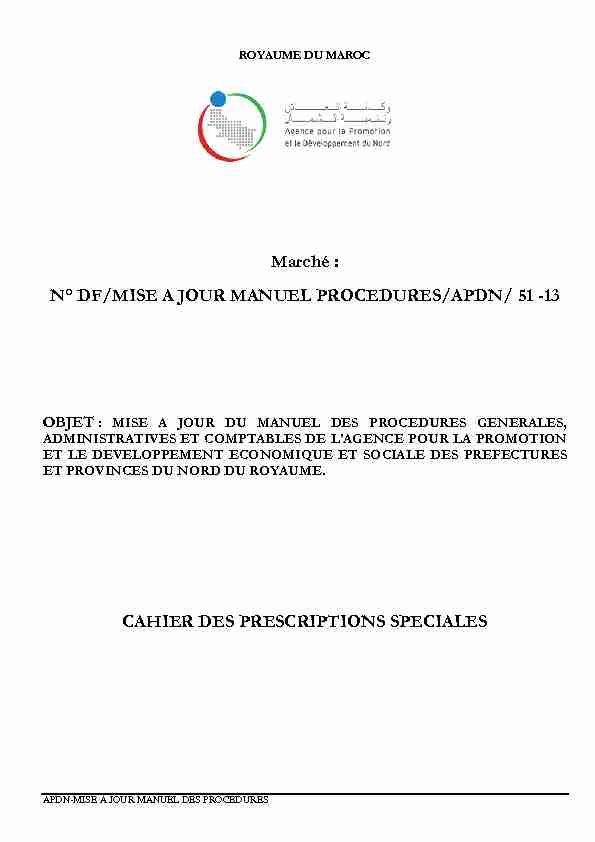 [PDF] Marché : N° DF/MISE A JOUR MANUEL PROCEDURES/APDN/ 51