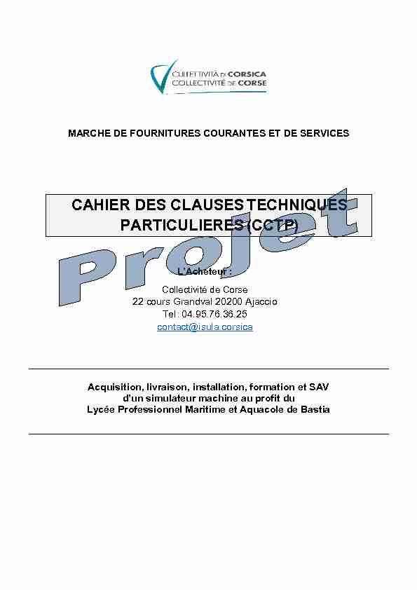 CAHIER DES CLAUSES TECHNIQUES PARTICULIERES (CCTP)