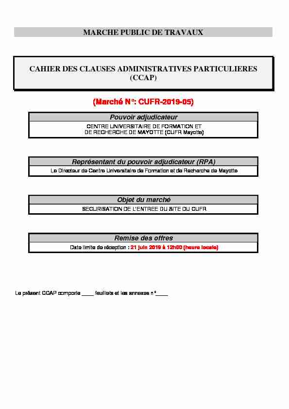 [PDF] MARCHE PUBLIC DE TRAVAUX CAHIER DES CLAUSES  - AJI