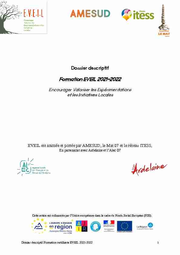 Dossier descriptif - Formation EVEIL 2021-2022