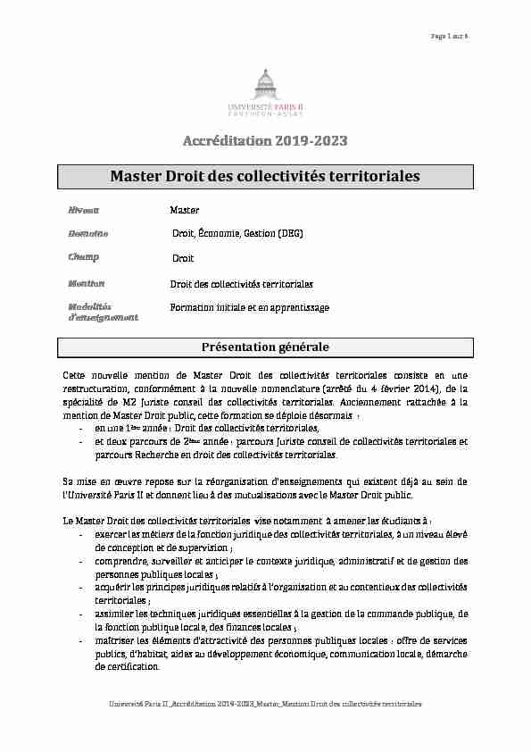 [PDF] Master Droit des collectivités territoriales