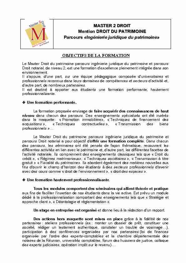 [PDF] Ingénierie juridique du patrimoine - UFR Droit et Économie