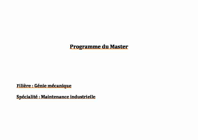 [PDF] MAINTENANCE INDUSTRIELLE_Mpdf - Programme du Master