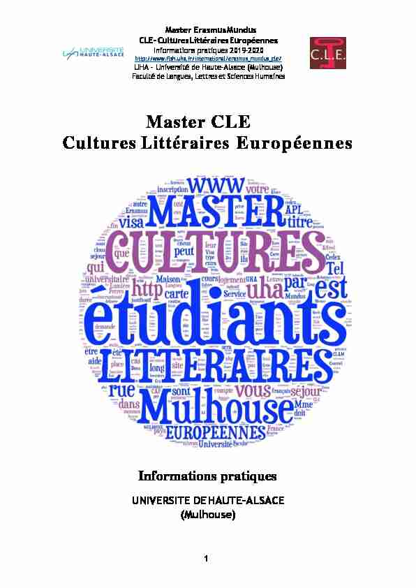 Master CLE Cultures Littéraires Européennes