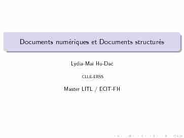 Documents numériques et Documents structurés