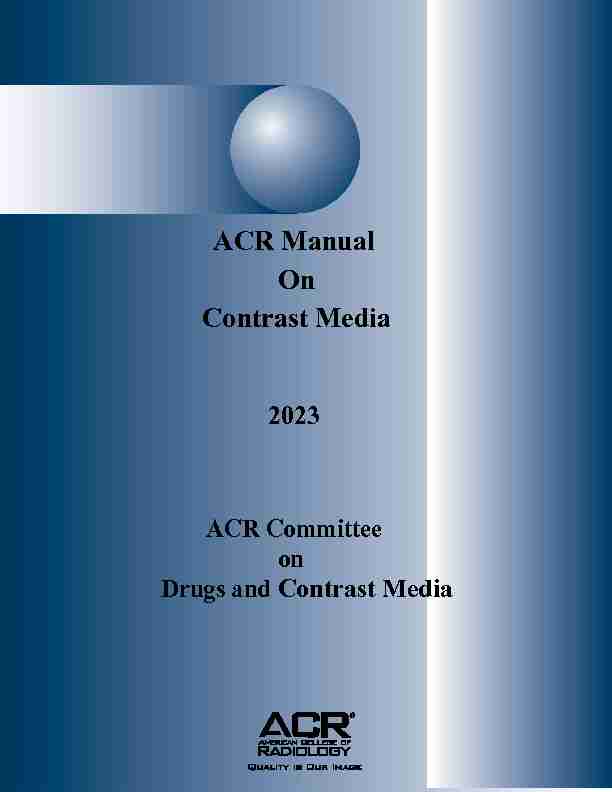 ACR Manual On Contrast Media