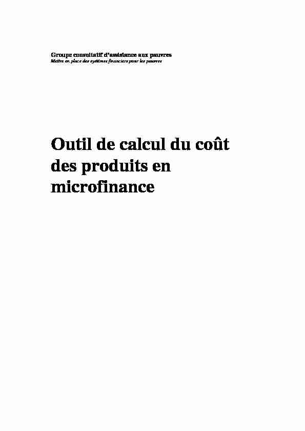 Microfinance Product Costing Tool (French)