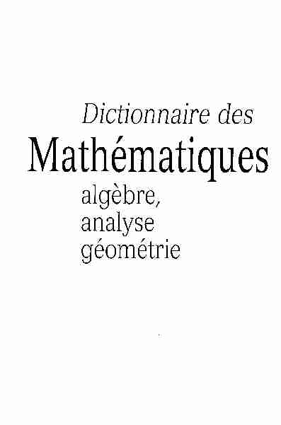 Dictionnaire des Mathématiques
