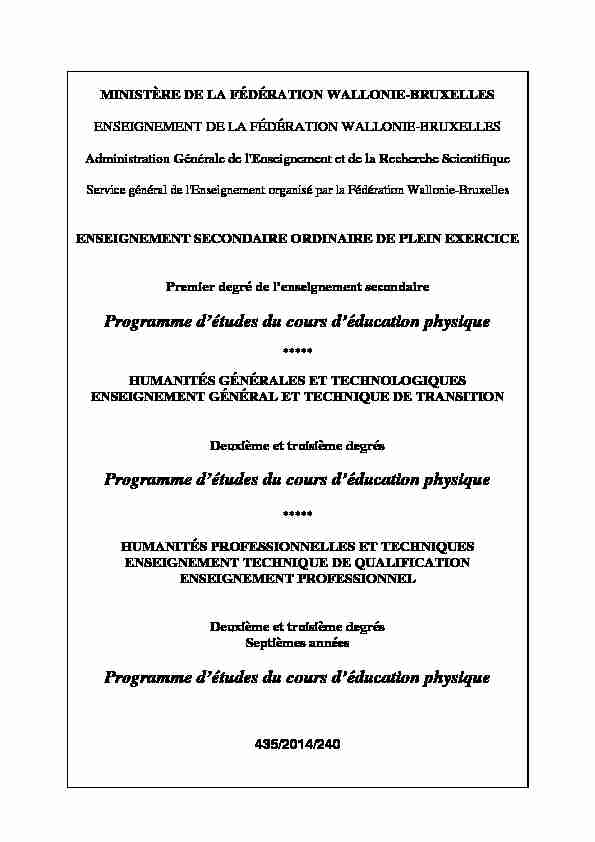 [PDF] Programme détudes du cours déducation physique - Wallonie