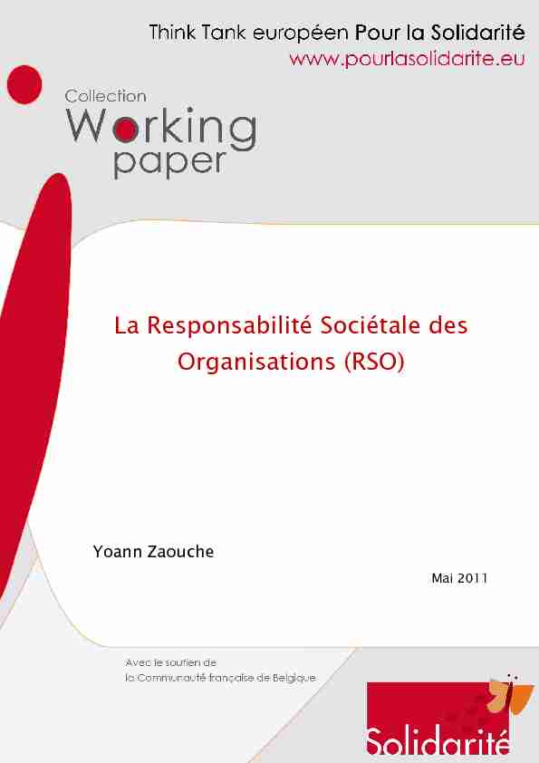 La Responsabilité Sociétale des Organisations (RSO)