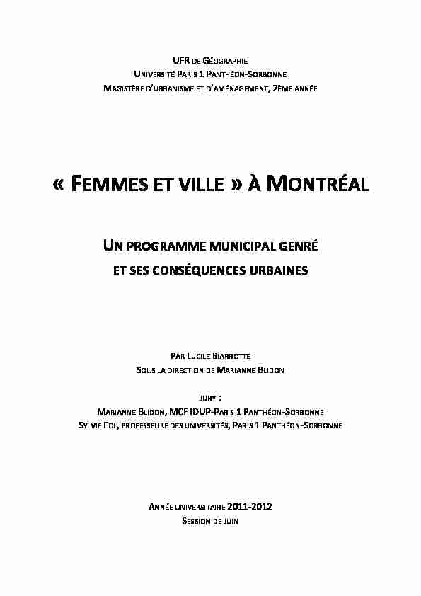 « Femmes et ville » à Montréal
