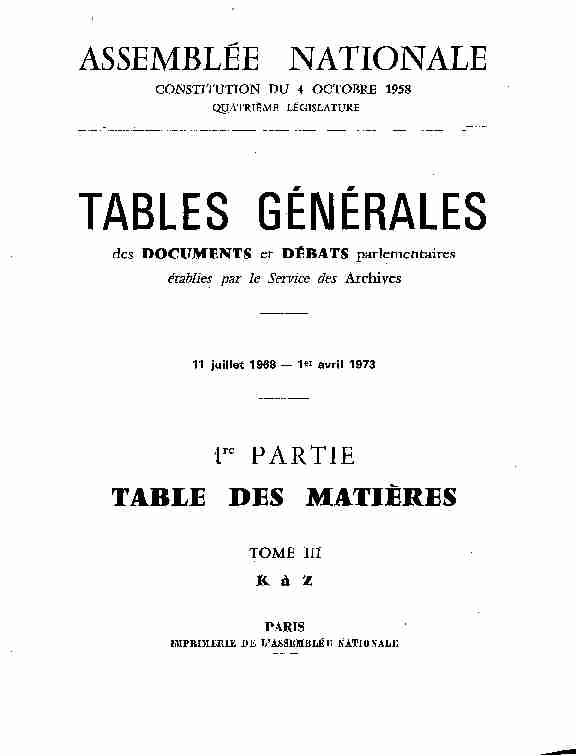 TABLES GÉNÉRALES