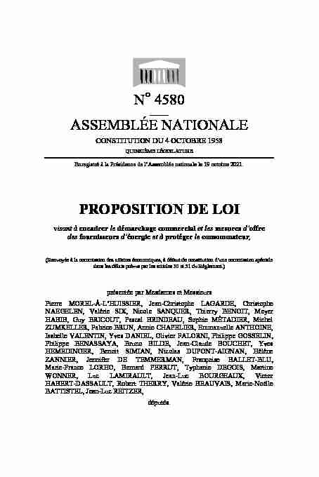 N° 4580 ASSEMBLÉE NATIONALE PROPOSITION DE LOI