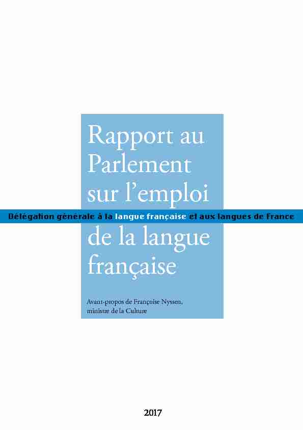 de la langue française Rapport au Parlement sur lemploi