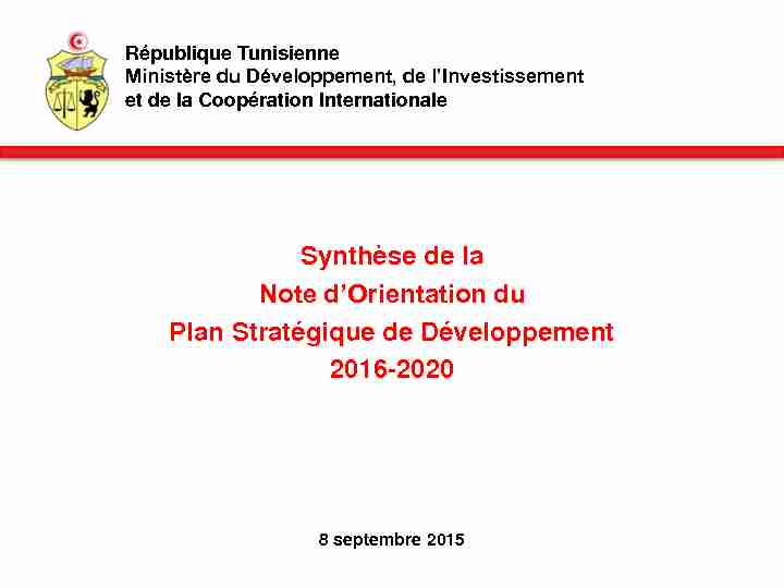 [PDF] Synthèse de la Note dOrientation du Plan Stratégique de  - Leaders