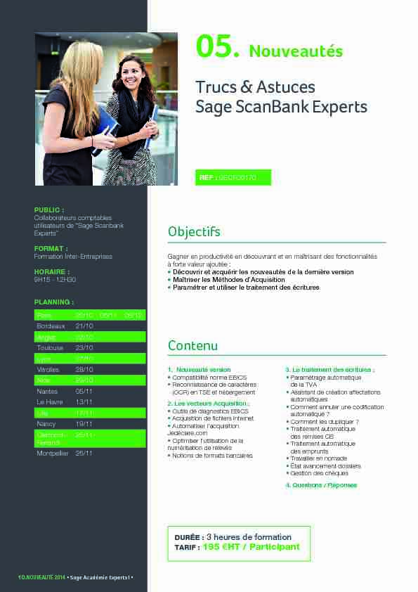 [PDF] Trucs & Astuces Sage ScanBank Experts 05 Nouveautés - ipercast