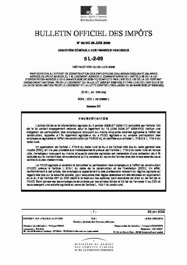 [PDF] 5 L-2-09 - BULLETIN OFFICIEL DES IMPÔTS