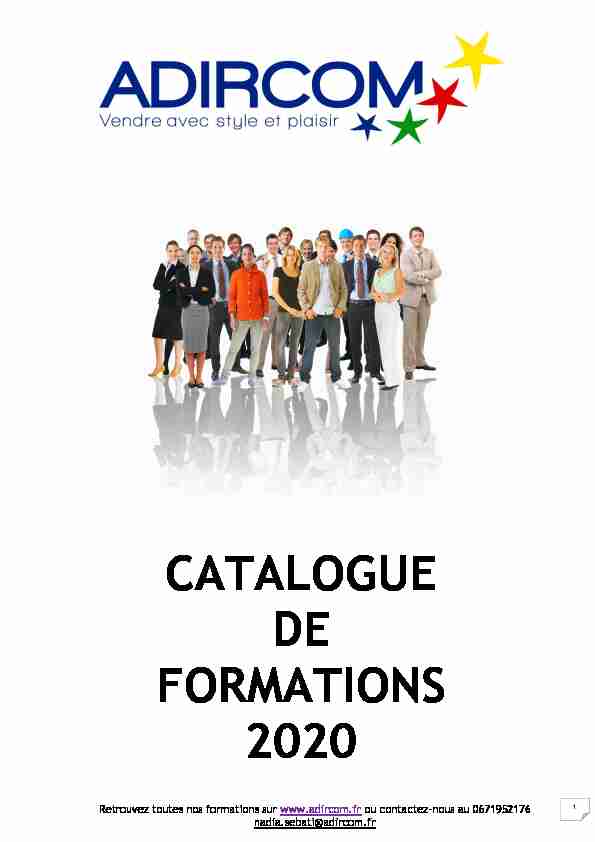 CATALOGUE DE FORMATIONS 2020