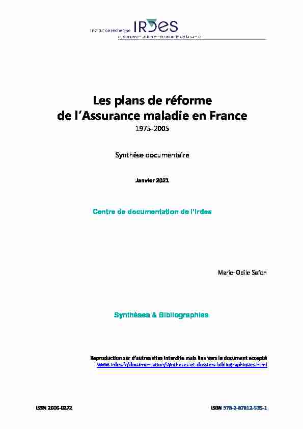 Les plans de réforme de lAssurance maladie en France