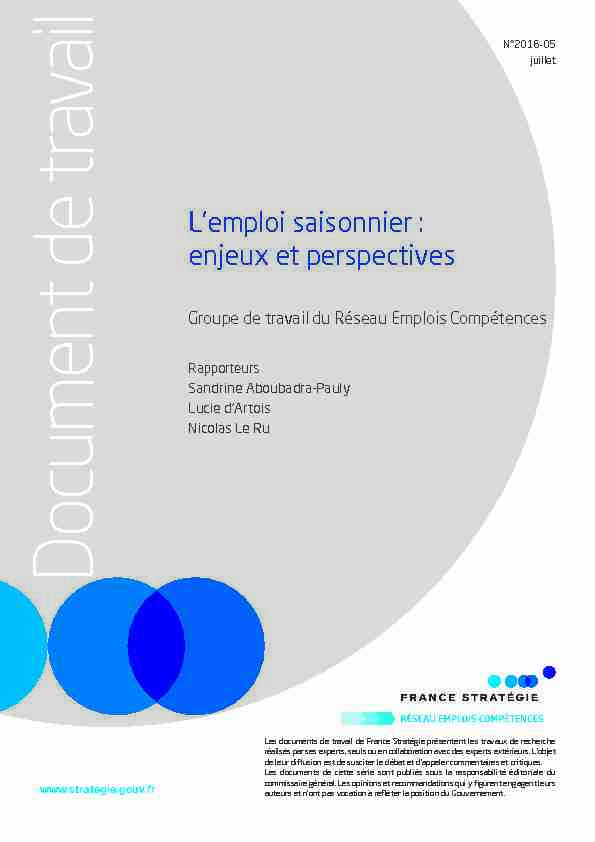 [PDF] Lemploi saisonnier : enjeux et perspectives - France Stratégie