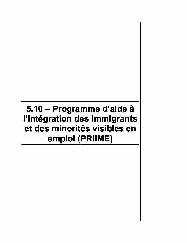 5.10 – Programme daide à lintégration des immigrants et des