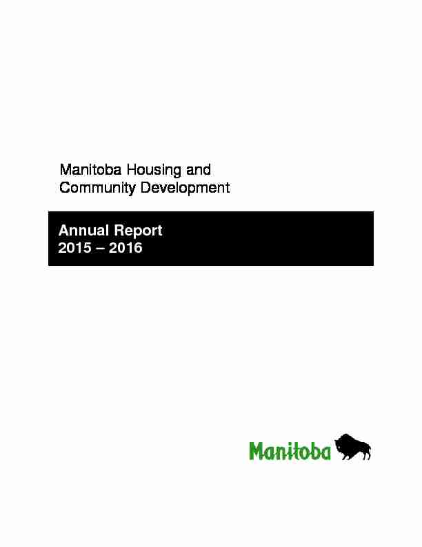 Manitoba Housing and Community Development Annual Report