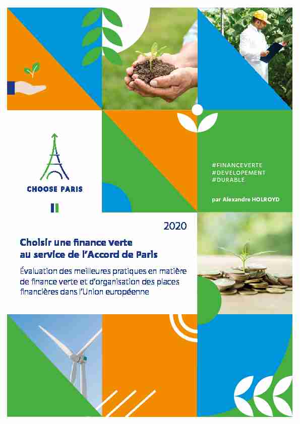 Choisir une finance verte au service de lAccord de Paris