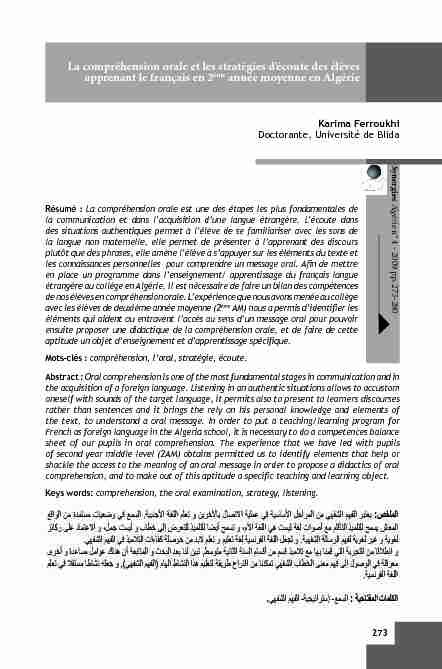 [PDF] La compréhension orale et les stratégies découte des  - Gerflint