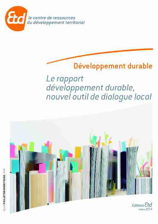 Le rapport développement durable nouvel outil de dialogue local