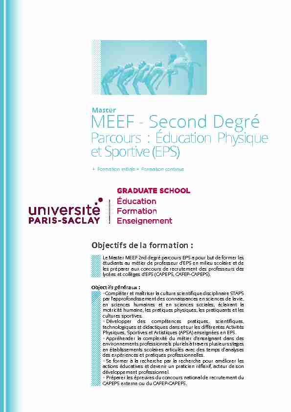 MEEF - Second Degré - Parcours : Éducation Physique et Sportive
