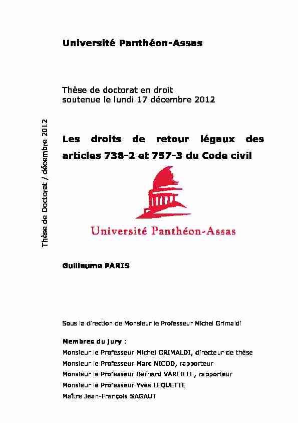 Les droits de retour légaux des articles 738-2 et 757-3 du Code civil