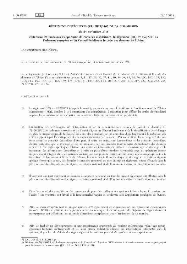 Règlement dexécution (UE) 2015/ de la Commission du 24