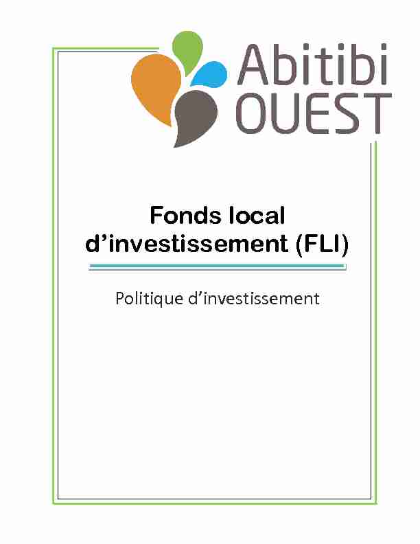 [PDF] Fonds Local dInvestissement (FLI) - MRC dAbitibi-Ouest