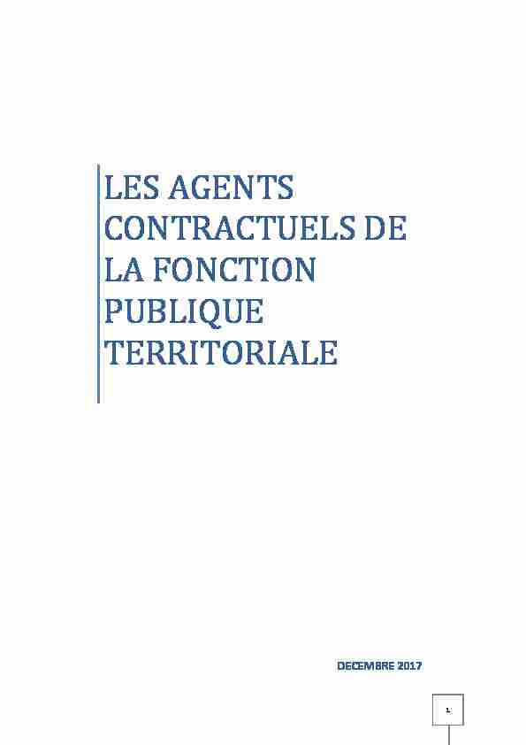 LES AGENTS CONTRACTUELS DE LA FONCTION PUBLIQUE