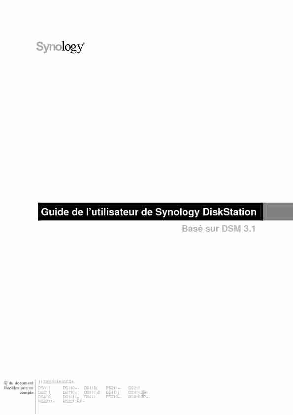 Guide de lutilisateur de Synology DiskStation