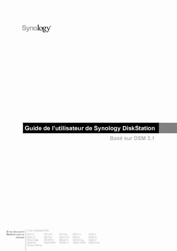 [PDF] Guide de lutilisateur de Synology DiskStation