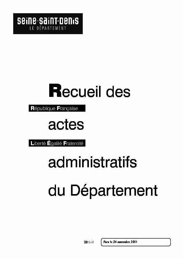 Recueil des actes administratifs du Département