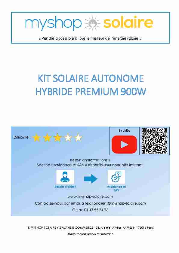 Kit solaire Autonome hybride Premium 900W
